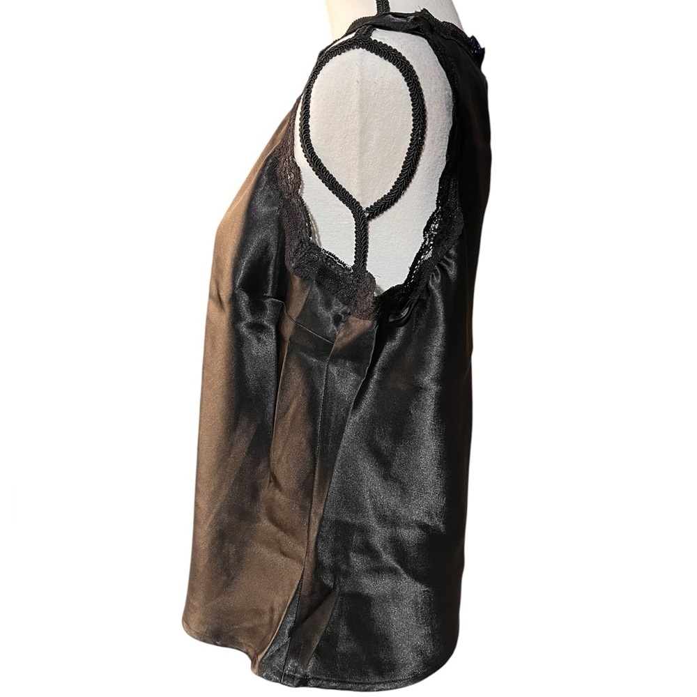 Elementz Black Satin Camisole with Lace Trim, size L - Picture 2 of 8